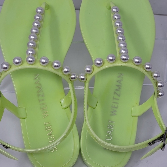 Stuart Weitzman Pearl Crystal Jelly Green Sandals Women's Size 6B New - Picture 9 of 9